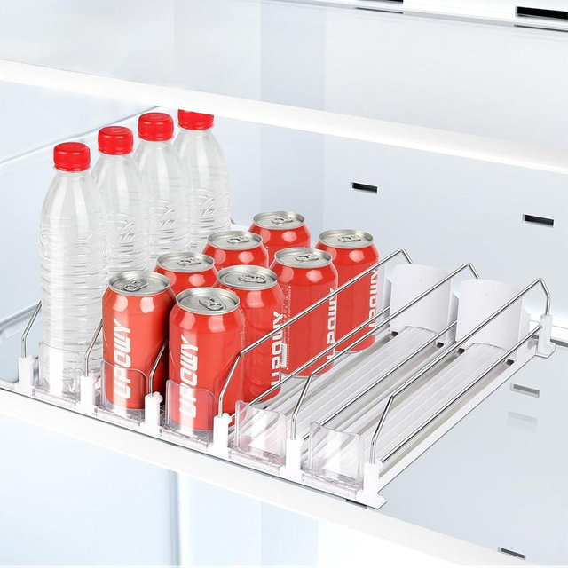 UPOWY Drink Organizer for Fridge Soda Can Organizer Fridge Dispenser for Refrigerator, 5 Row 20 Cans 12.2 Inch Deep,for Medium-size Fridge