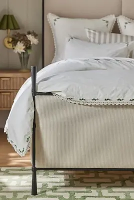 Leslie Cotton Percale Floral Embroidered Lace Duvet