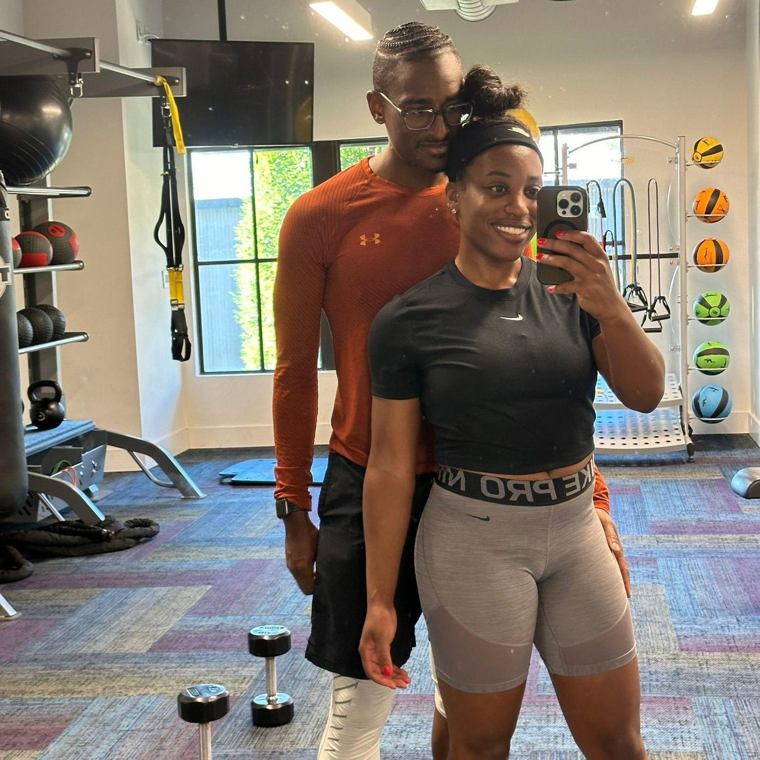 We stay up in the gym working on our fitness.