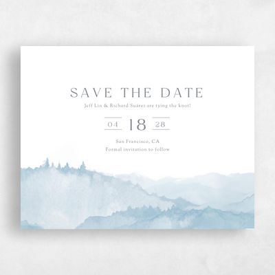 Blue Wedding Save the Date - Denver Landscape