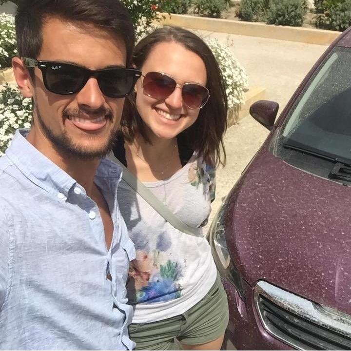 Driving our rental car back to the airport in Kefalonia, Greece, 2017