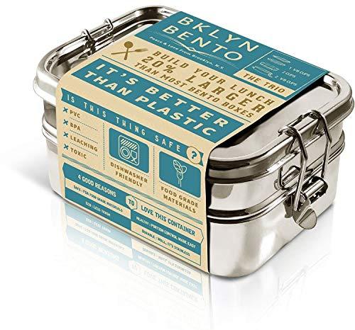 Stainless Steel Bento Box Lunch Box, A Large Metal 3 Tier Tiffin Food Container Snack Lunchbox For Boys Girls Teens Kids & Adults, Eco Friendly Meal Prep Food Container Storage For School or Work