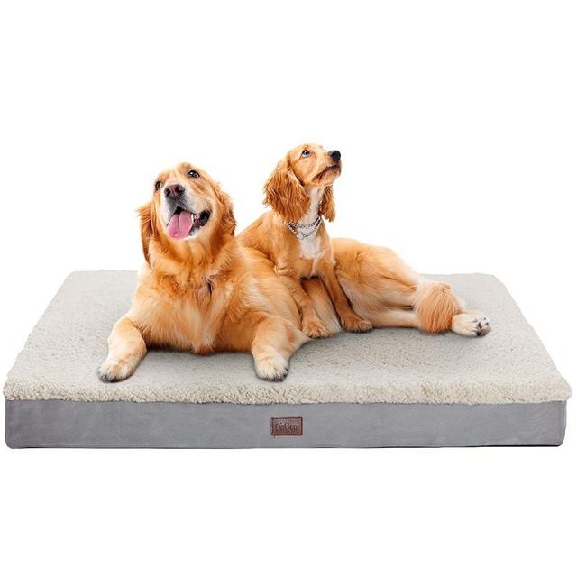 OhGeni Orthopedic Dog Beds for Large Dogs,Dog Bed with Plush Egg Foam Support and Non-Slip Bottom, Waterproof and Machine Washable Removable Pet Bed Cover