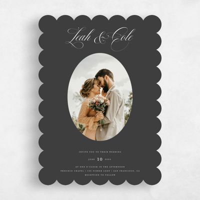 Black Scalloped Wedding Invitation - Lennon Photo
