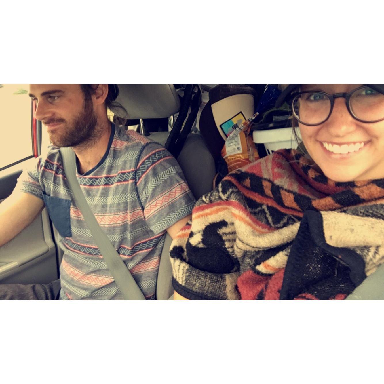 2016 - Diving cross country to move to Bozeman. Rudy the Corolla packed to the gills.