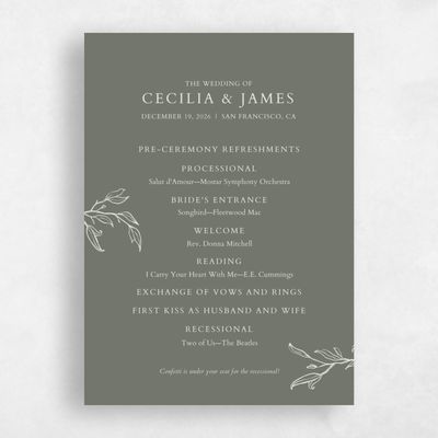 Dark Sage, Green Wedding Program - Everhart