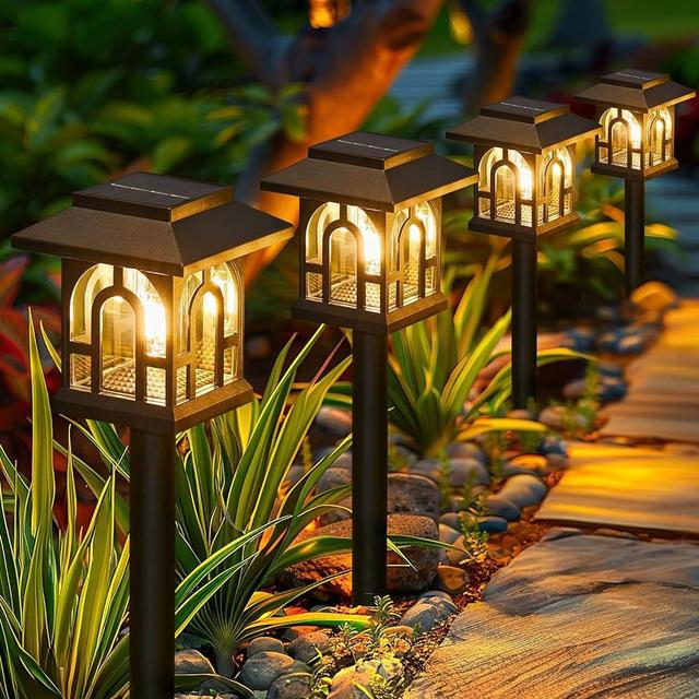 LETMY Solar Pathway Lights Outdoor, 10 Pack Retro Solar Landscape Path Yard Lights, Auto On/Off Solar Powered Outdoor Lights, Outdoor Solar Garden Lights for Outside Yard Lawn Patio Walkway Driveway
