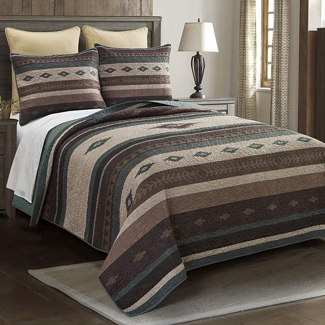 Donna Sharp Full/Queen Bedding Set - 3 Piece - Sierra Vista Southwest Quilt Set with Full/Queen Quilt and Standard Pillow Shams - Fits Queen Size and Full Size Beds - Machine Washable