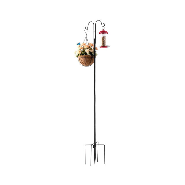 Slickblue 8-Pack Heavy-Duty Double Shepherd Hooks for Bird Feeders and Garden Decor