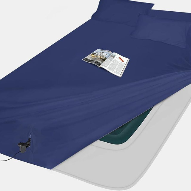 AEHISDHIE Queen Sheet Sets Air Mattress Sheets - 16 to 24 inch (Navy Blue, Queen)