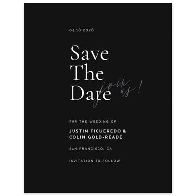Black Wedding Digital Save the Date - Violetta Portrait