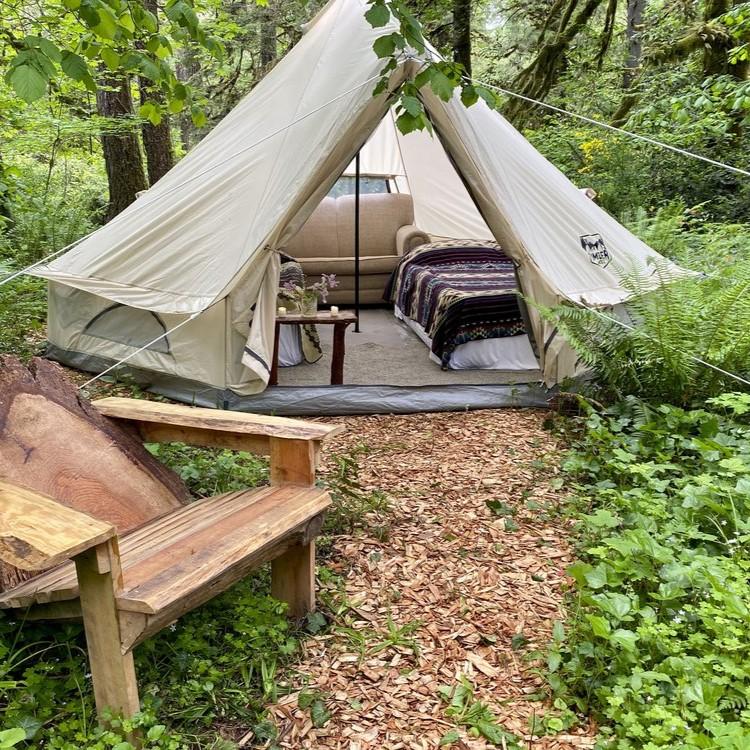 Belle tent accommodations. Email Kimberly at daeschek@gmail.com to reserve! The cost is $100 for one queen size bed. A second bed can be added for an additional $50.