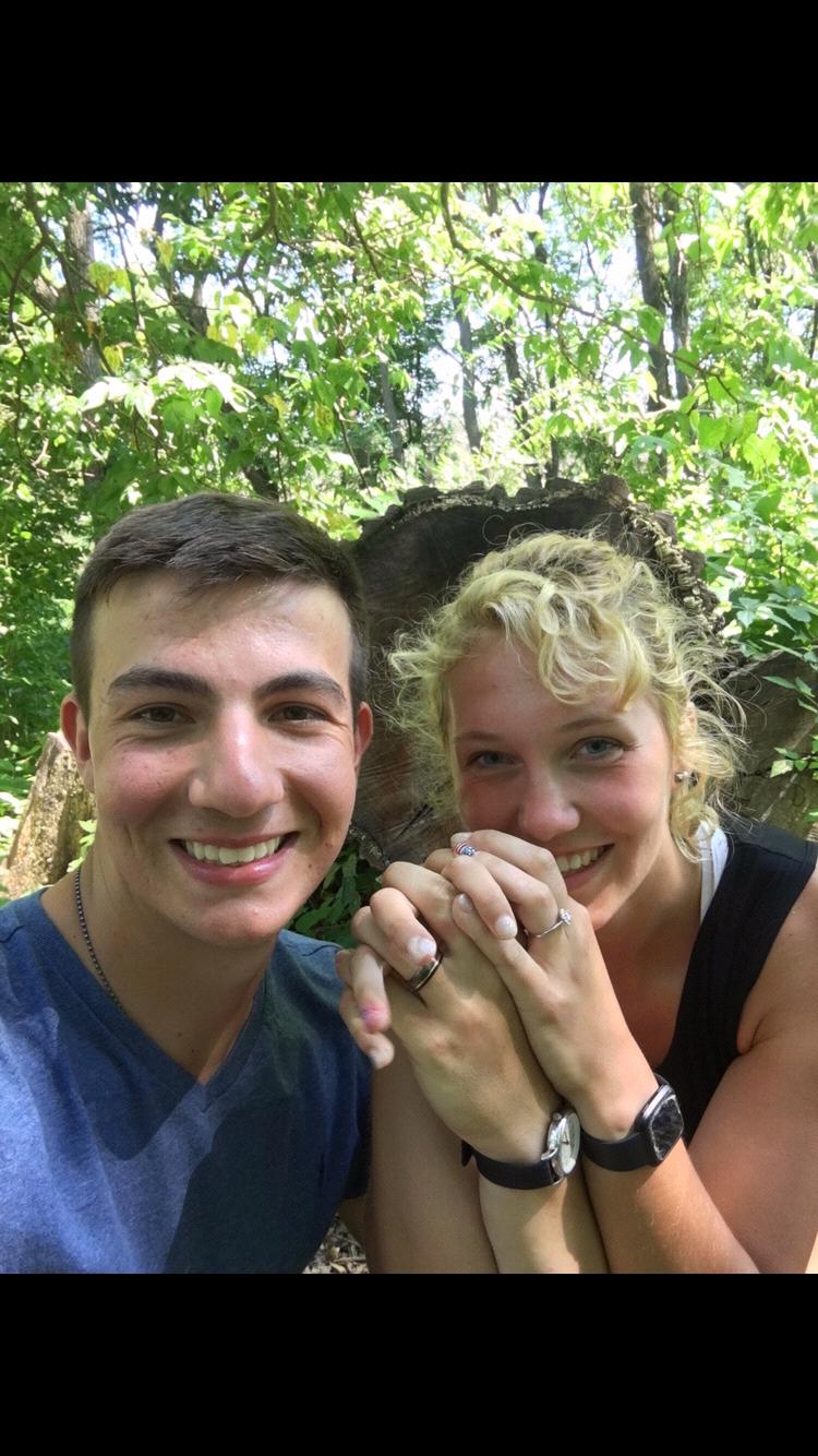 Hope and Tony first held hands on a hike and after they got engaged Tony took Hope back to the same place for a picture.