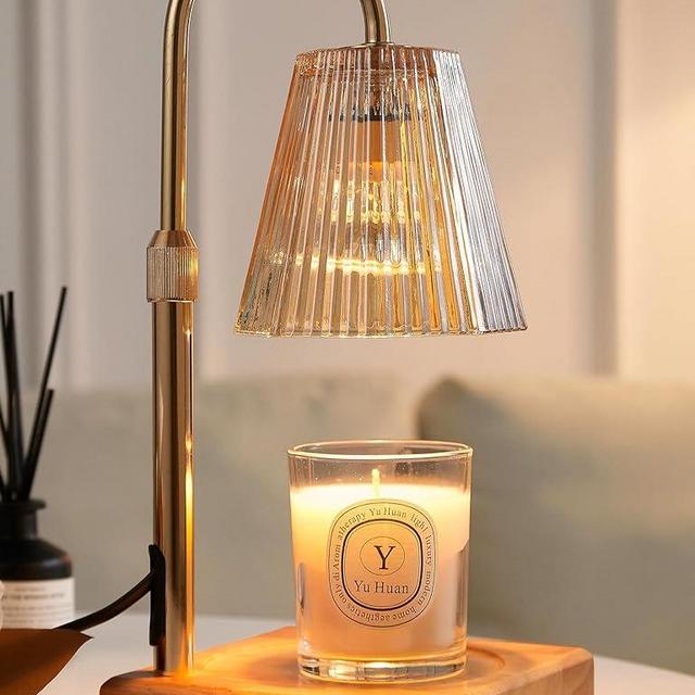 Allanmen Candle Warmer Lamp with Timer, Dimmable Candle Warmer for Home Decor, Birthday Gifts for Women, Adjustable Height Wax Melts Warmer with 2 Bulbs
