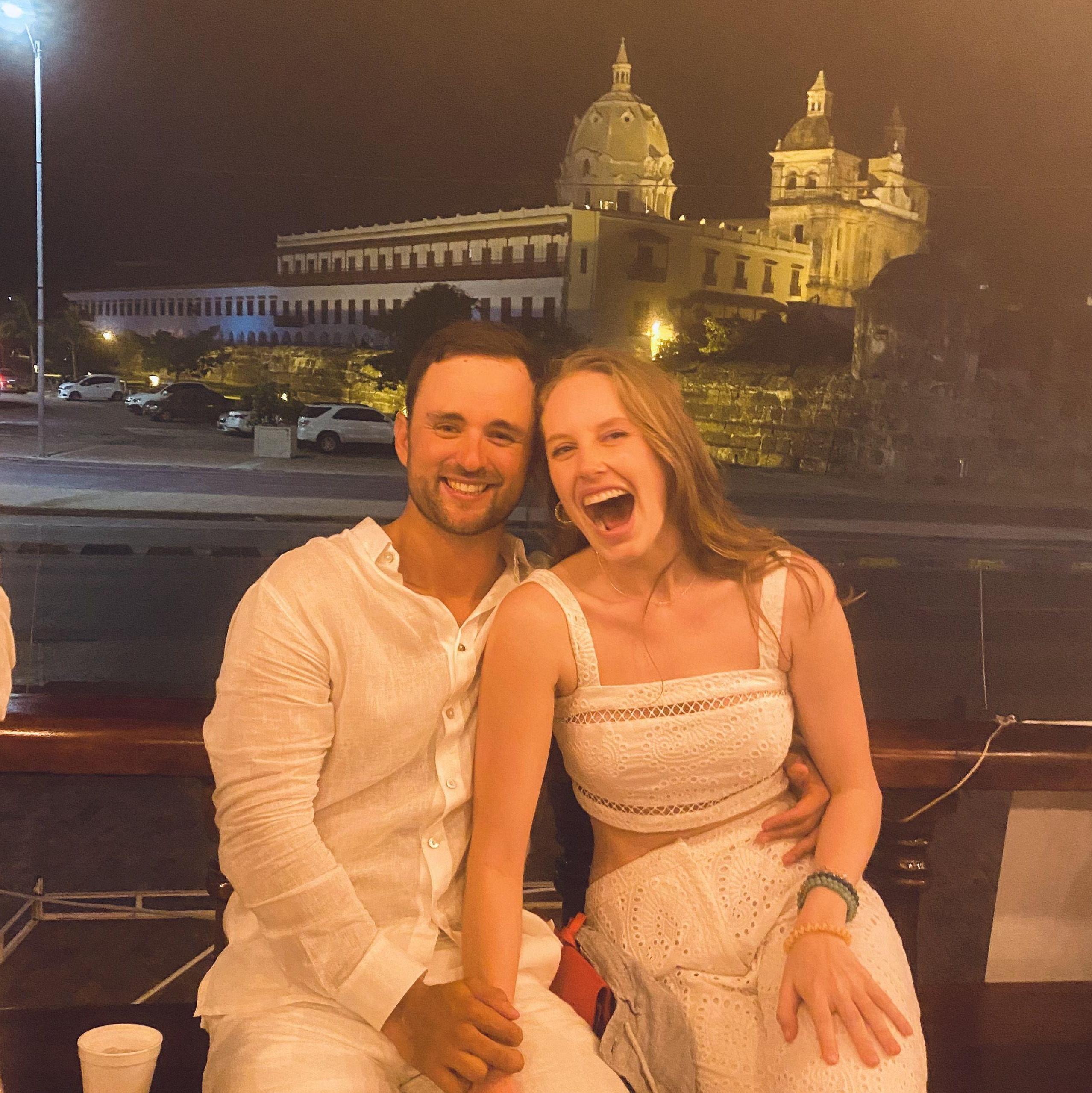 Katie and Mario in Colombia celebrating her brothers wedding in November 2022.