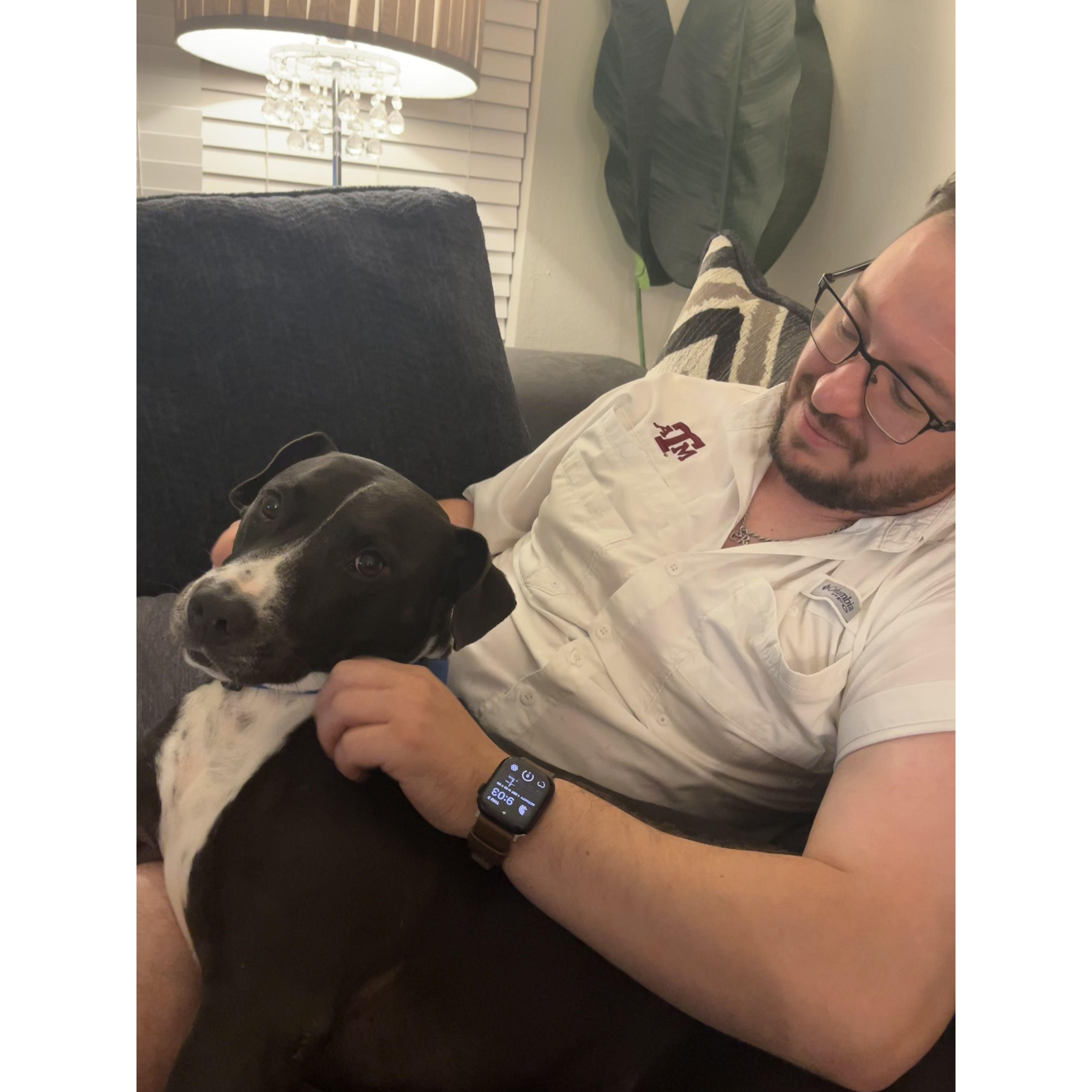 My sweet rescue puppy Bruce and Jorge are best friends. I may be replaced as his #1 human!