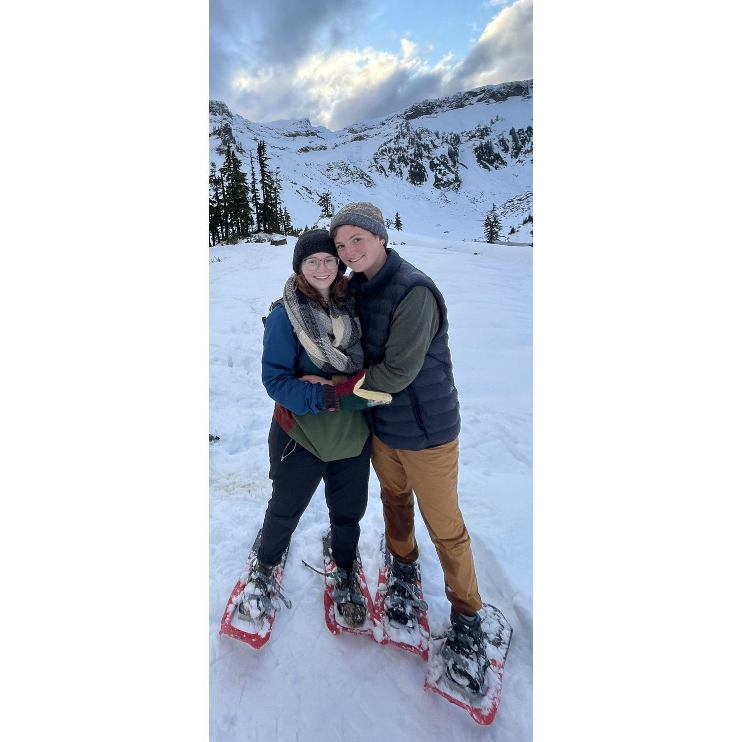 Casper proposed to Hannah on a snowshoe trip at Artist Point, where we later eloped. Hannah was mad because she had wanted to propose first.