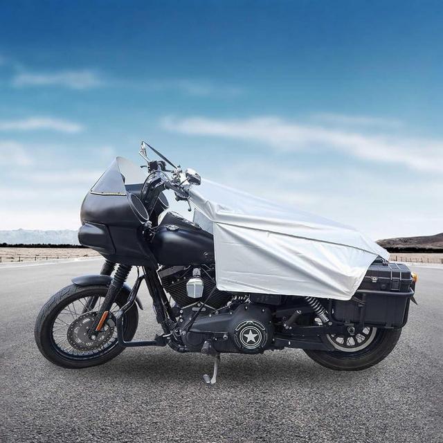 GARGOYLE BELLS Motorcycle Cover Bike Cover All Season Seat Shade Cover Lightweight Half Cover Outdoor Waterproof Sun Outdoor Protection Durable Fits Various Motorcycle Models - Silver, L