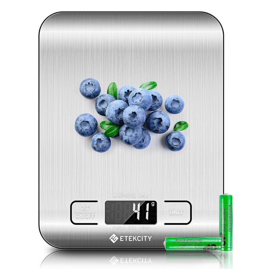 Etekcity Food Kitchen Scale, Digital Grams and Ounces for Weight Loss, Baking, Cooking, Keto and Meal Prep, LCD Display, Medium, 304 Stainless Steel