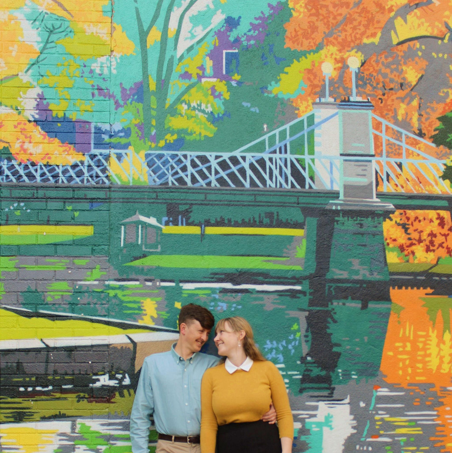 At the end of this street is the mural and the beginning of our story. We first met as neighbors in Allston, MA.