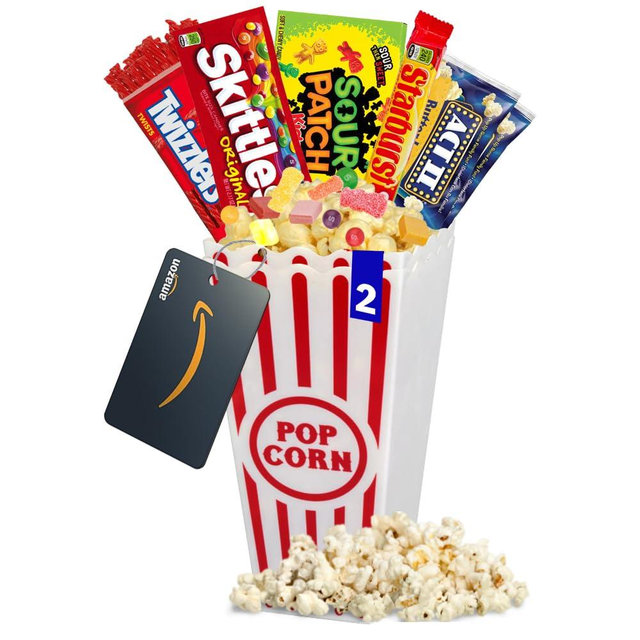 Movie Night Popcorn and Candy Gift Basket Plus 1 Movie Night Rentals - Perfect for a Cozy and Fun Evening at Home or the Theater with Family and Friends (Pack Of 1, Sour)