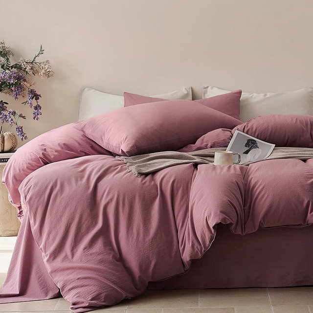 JELLYMONI Duvet Cover King Size - 100% Washed Cotton Comforter Cover with Linen-Like Texture, Breathable & Soft Bedding for Modern Home, Guest Room and Everyday Use,1 Duvet Cover & 2 Pillowcases