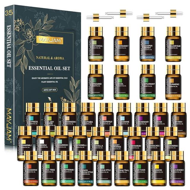 MAYJAM Essential Oil Set, 35PCS Premium Essential Oils Kit, 5ML Essential Oils Fragrance Oil Scent for DIY Candle and Soap Making