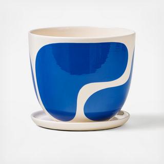 Medium Color Block Planter with Saucer