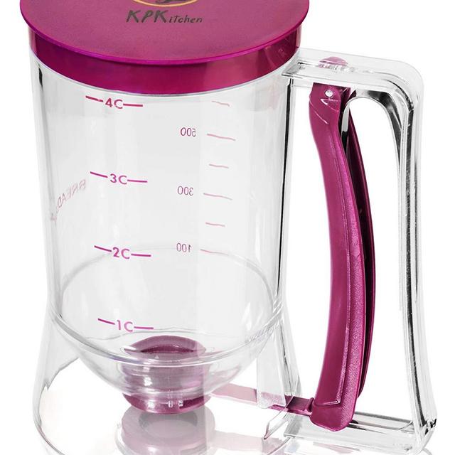 Pancake & Cupcake Batter Dispenser - Perfect Baking Tool for Cupcakes, Waffles, Muffin Mix, Crepes, Cake or Any Baked Goods - KPKitchen Easy Pour Home Food Gadget - Bakeware Maker with Measuring Label