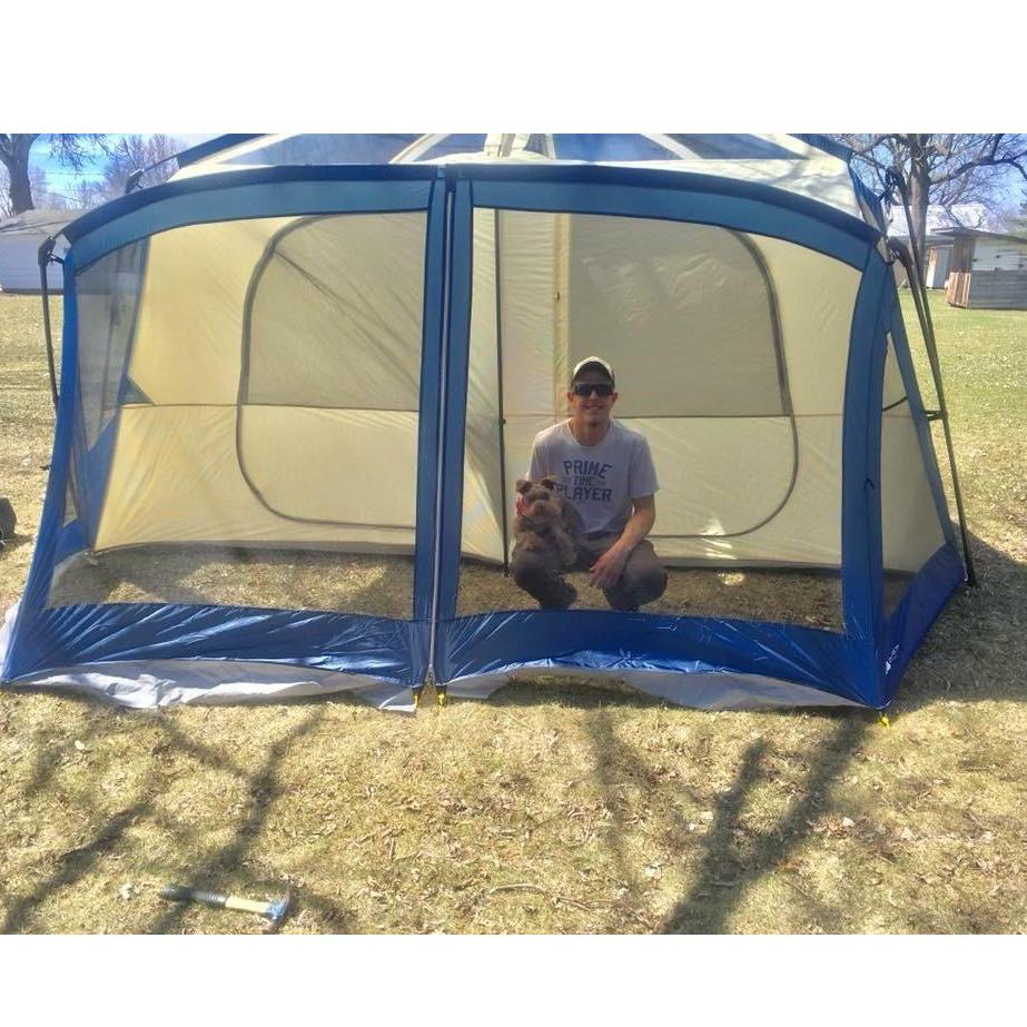Setting up the tent