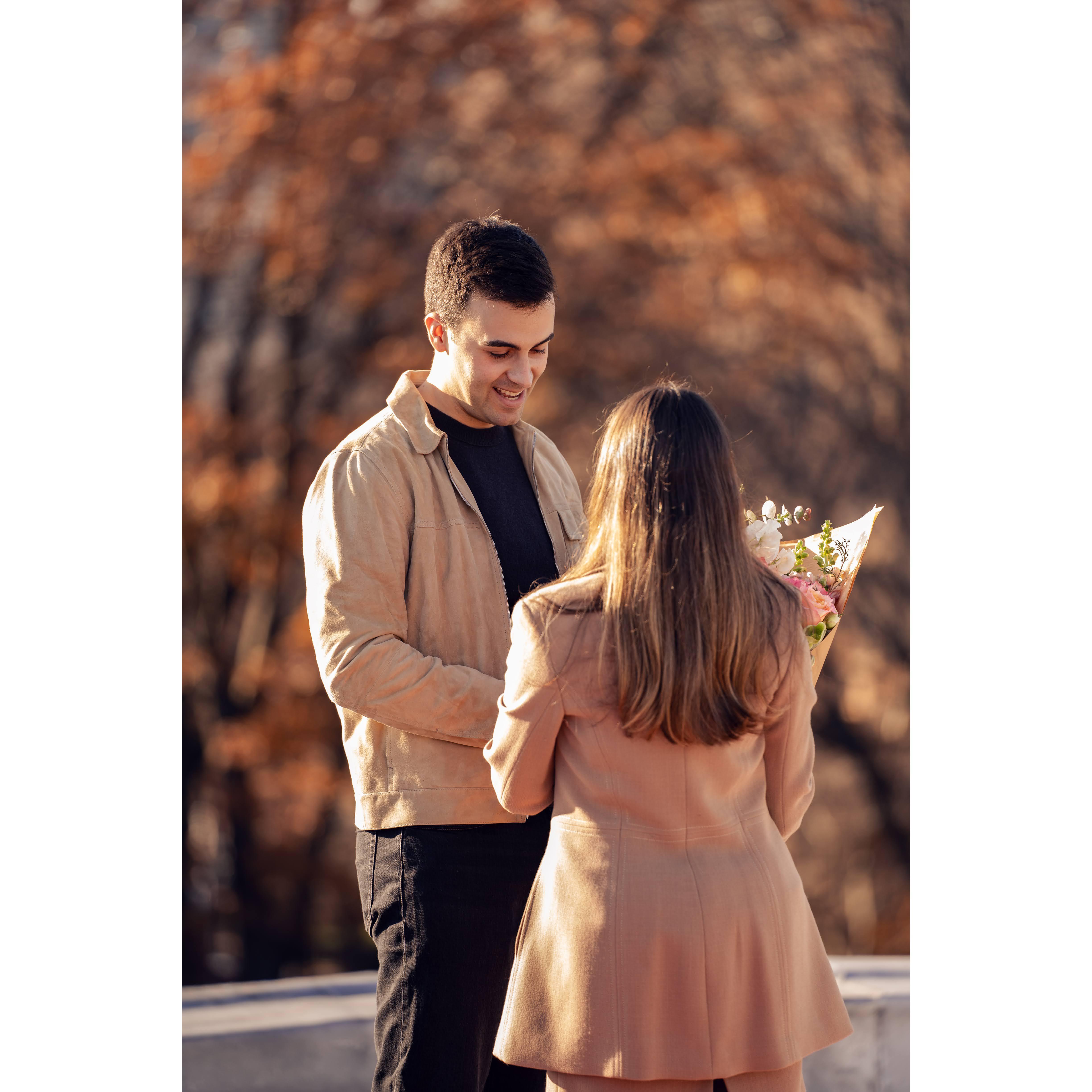 The day we got engaged on the roof of our Brooklyn apartment (December 2023)