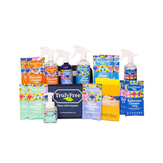 Truly Free Bathroom Cleaning Bundle, Natural, No Chemical Cleaners For everything In Your Bathroom, Kitchen, and Home (All-In-One Bathroom Cleaning Bundle (7 Products))