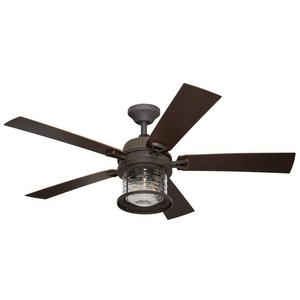 allen + roth Stonecroft 52-in Rust Indoor/Outdoor Downrod Or Close Mount Ceiling Fan with Light Kit and Remote