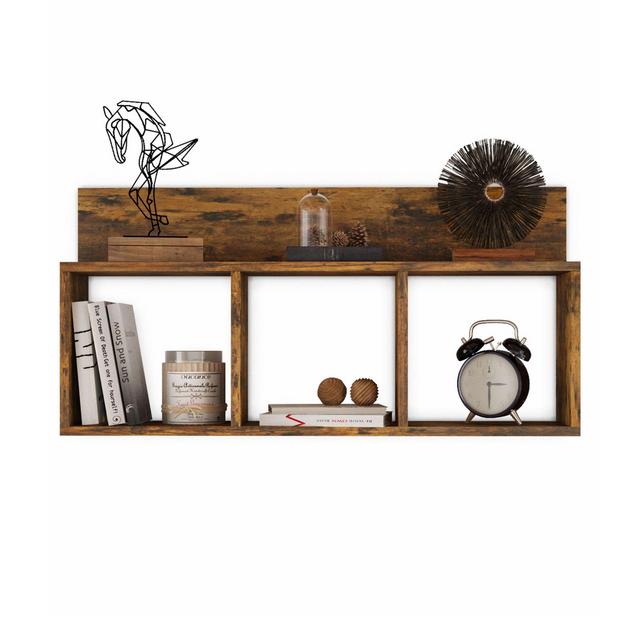 Danya B.™ Rustic Triple Cubed Floating Shelf in Brown