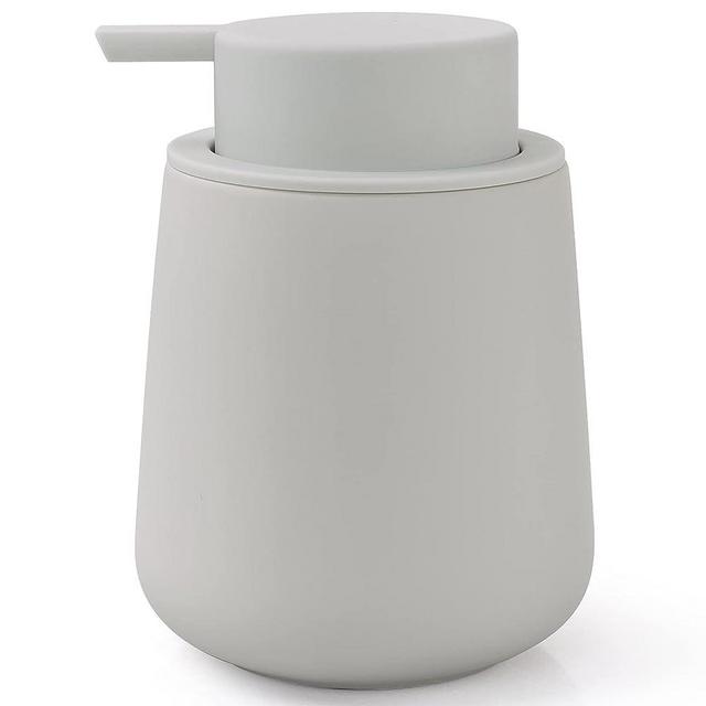 Bosilunlife Soap Dispenser Bathroom - Beige Grey Ceramic Soap Dispenser Lotion Pump Dish Soap Dispenser for Kitchen Sink 12oz Refillable Liquid Hand Soap Dispenser for Bathroom (Rubber Paint)