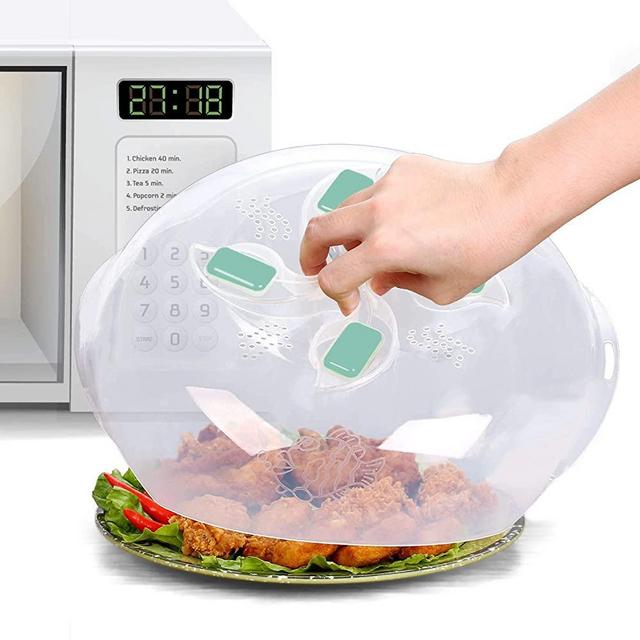 Microwave Plate Cover - Magnetic Hover Function | Microwave Lid Food Cover | Magnetic Microwave Splatter Lid with Steam Vents | 11.8 Inch & BPA-Free-Aqua color