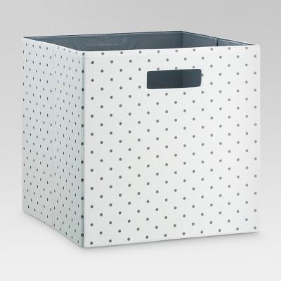 Fabric Cube Storage Bin Gray Polka Dot 13" - Threshold™