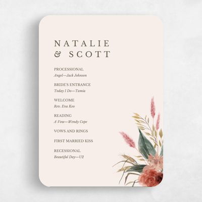 Beige Rounded Wedding Program - Monahan