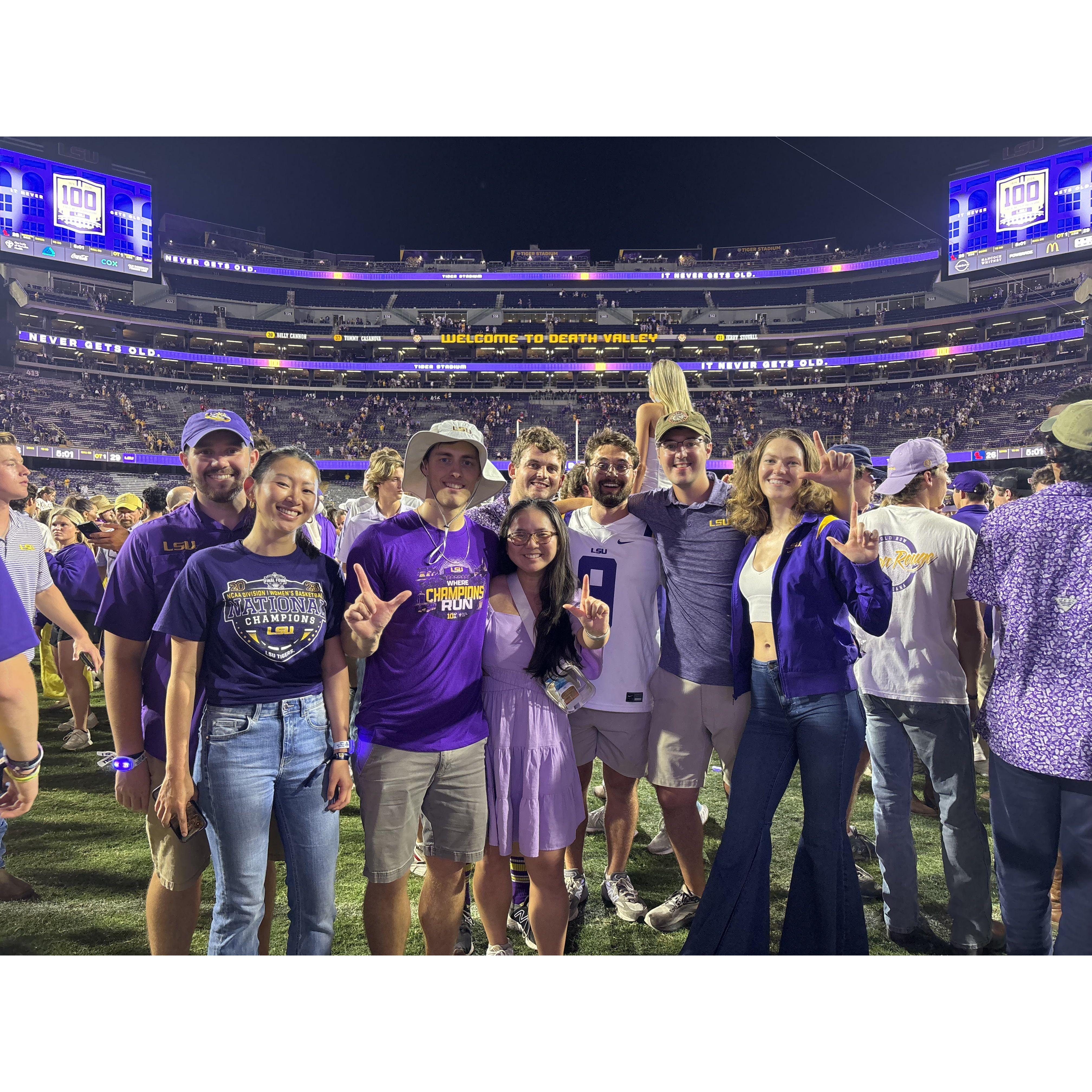 Storming the field at Tiger Stadium during the Ole Miss game 2024