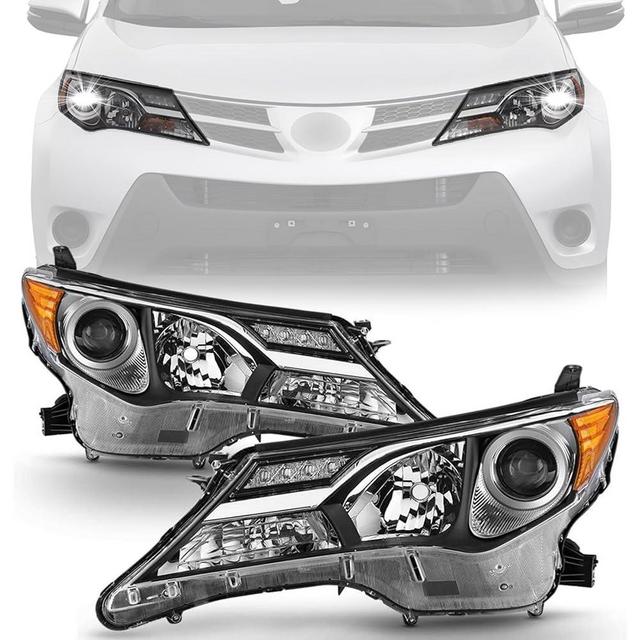 PENSUN Headlight Assembly Set Fit for 2013-2015 Toyota RAV4 RAV-4 Headlamp Assembly Black Housing w/o Bulbs Driver and Passenger Side