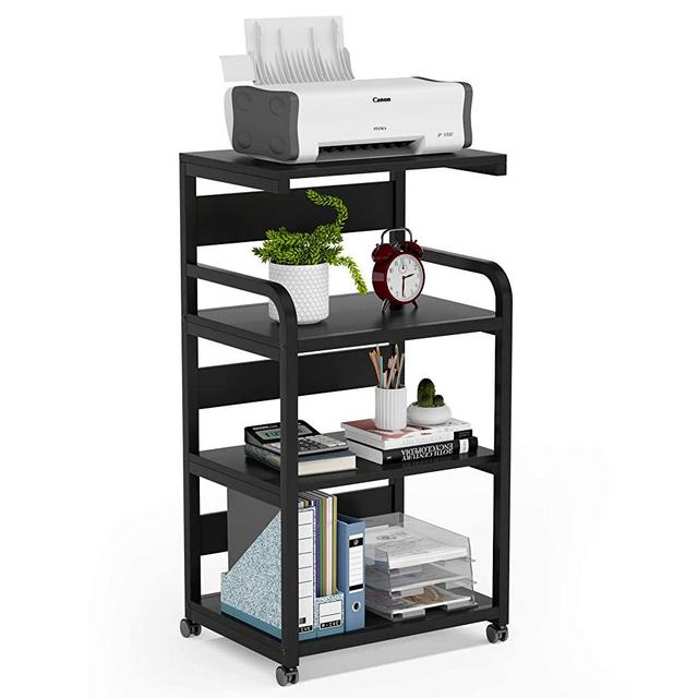 Tribesigns 4-Shelf Mobile Printer Stand with Storage Shelves, Large Modern Printer Cart Desk Machine Stand Storage Rack on Wheels for Home Office