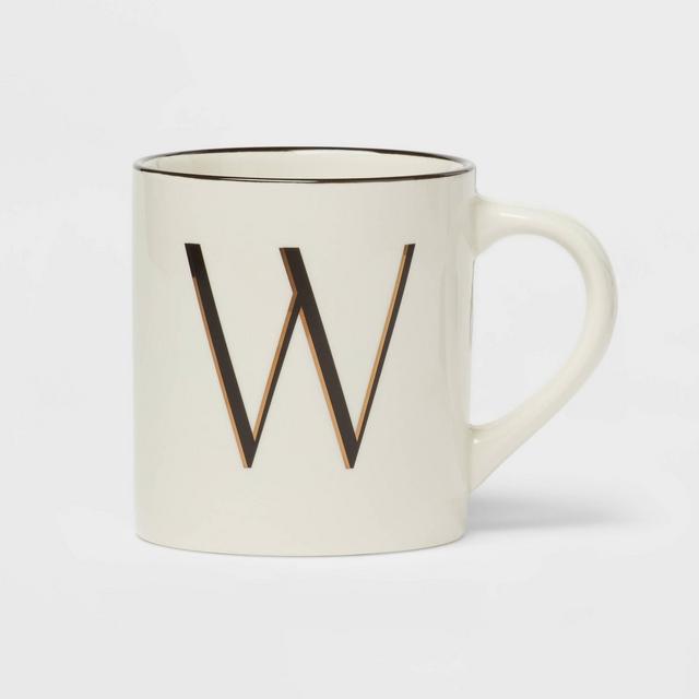16oz Stoneware Monogram W Mug Ivory - Threshold™