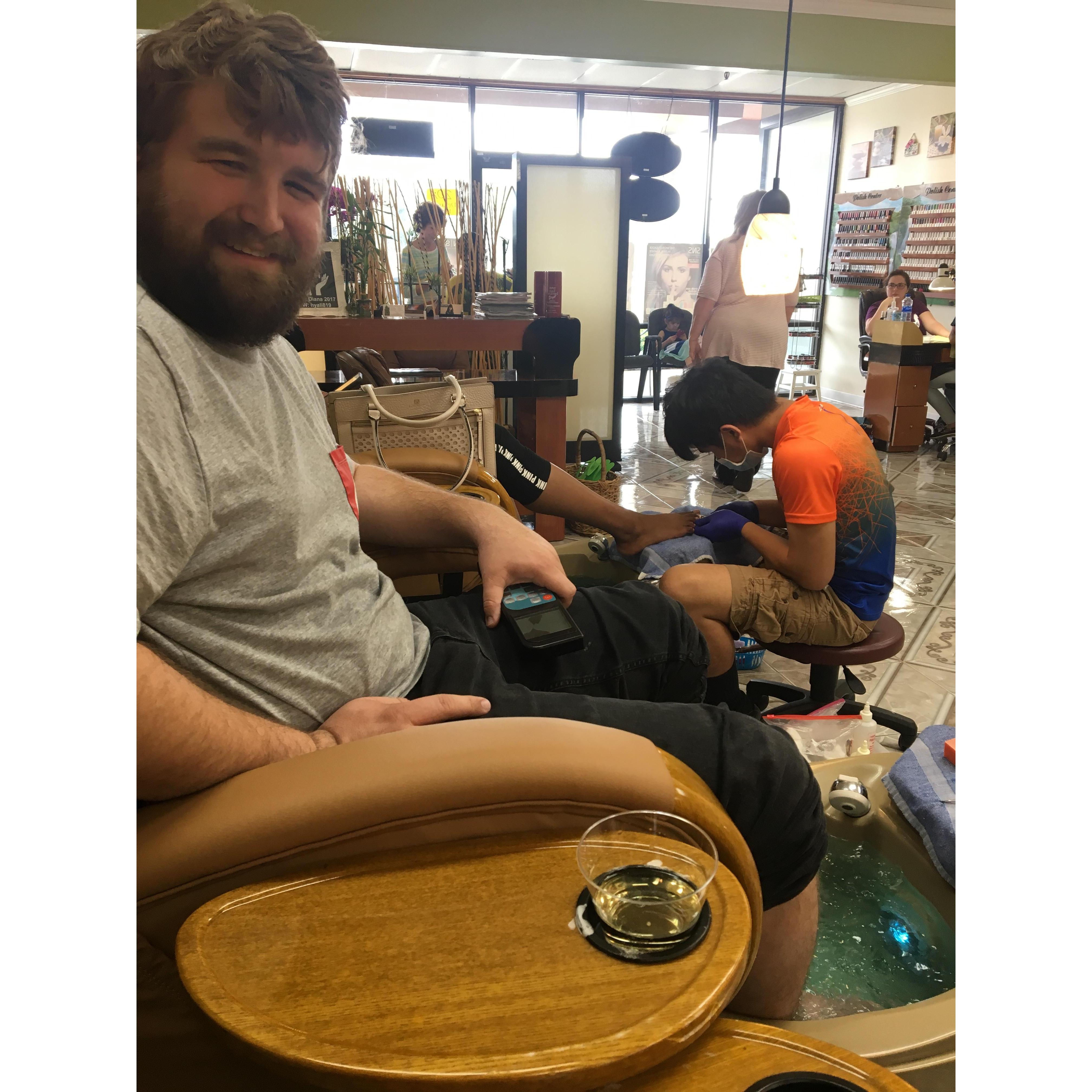 When Michael got his first pedicure with me!