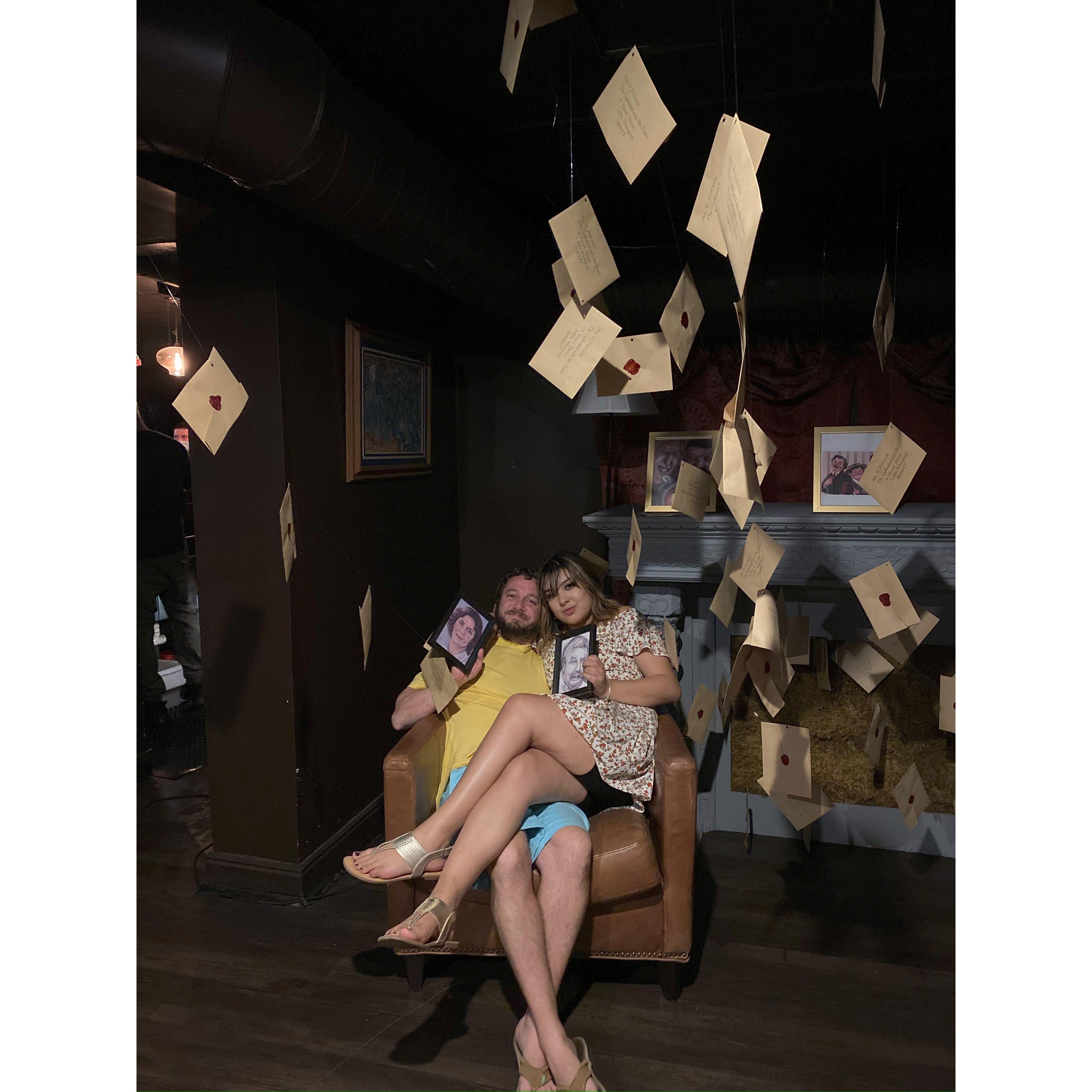 Our time in a Harry Potter bar in Houston in 2020.