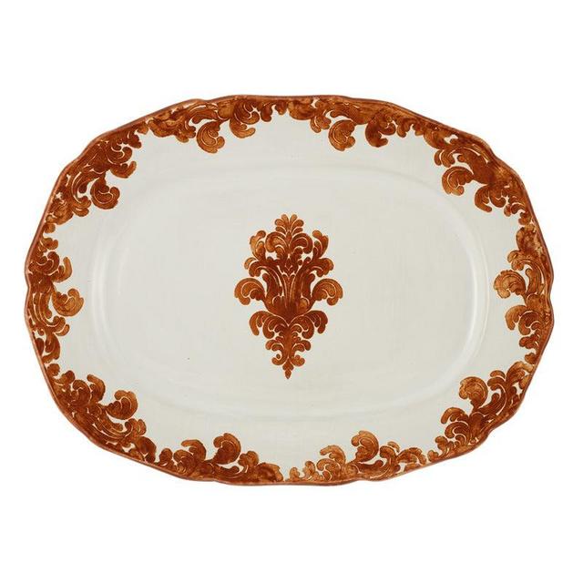 Damask Serving Plate Natural, Large