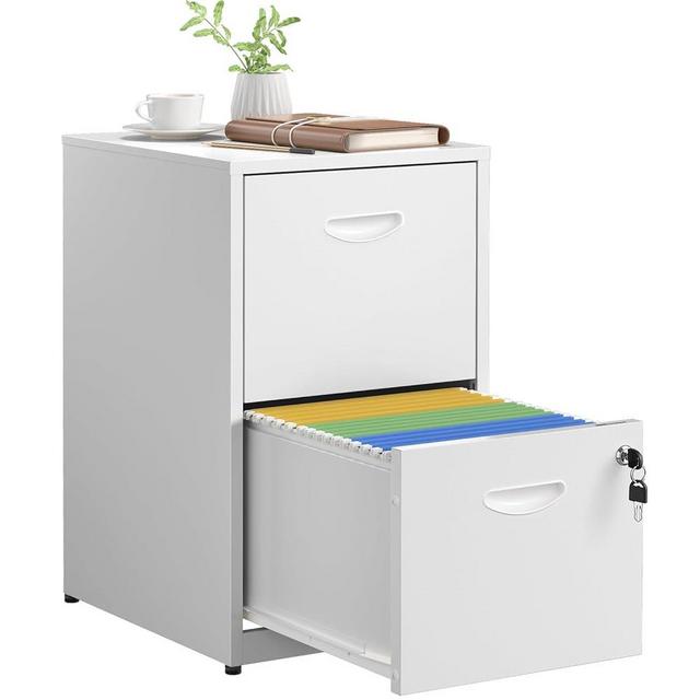 SteeLoong 2 Drawer File Cabinet with Lock,White Metal Office Drawers Filing Cabinets for Home Office, Two Drawer Under Desk File Cabinet for Hanging Letter,Easy Assemble