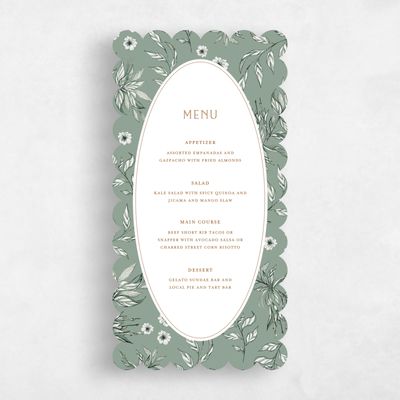 Green Scalloped Wedding Menu - Brenton