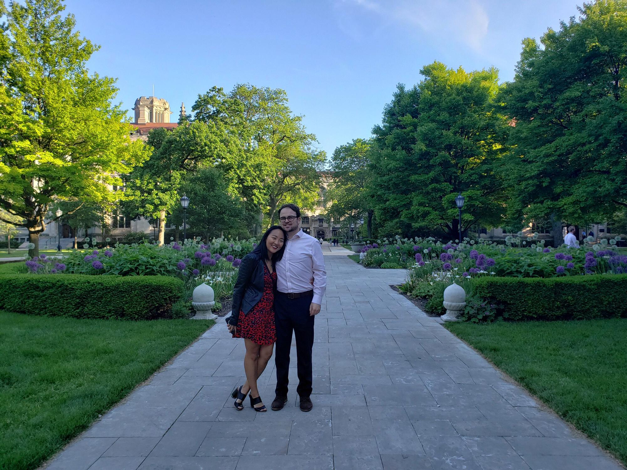 Visiting the University of Chicago campus, Ayoung's alma mater, for Ayoung's 10th college reunion weekend, June 7, 2019.