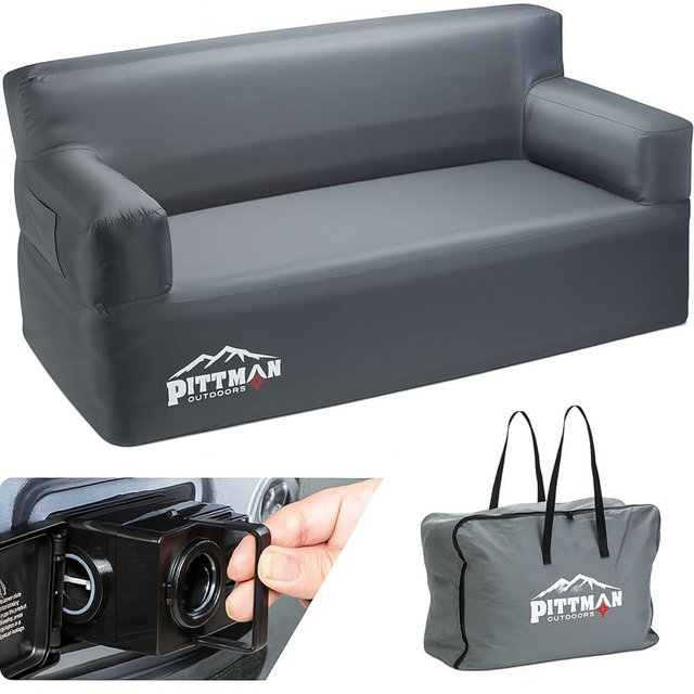Pittman - Camping Inflatable Couch with Built in Pump for Outdoors & Indoors - Blow Up Couch for Camping has Heavy Duty Puncture Resistant Fabric for Inflatable Sofa Comfort, Support & Durability