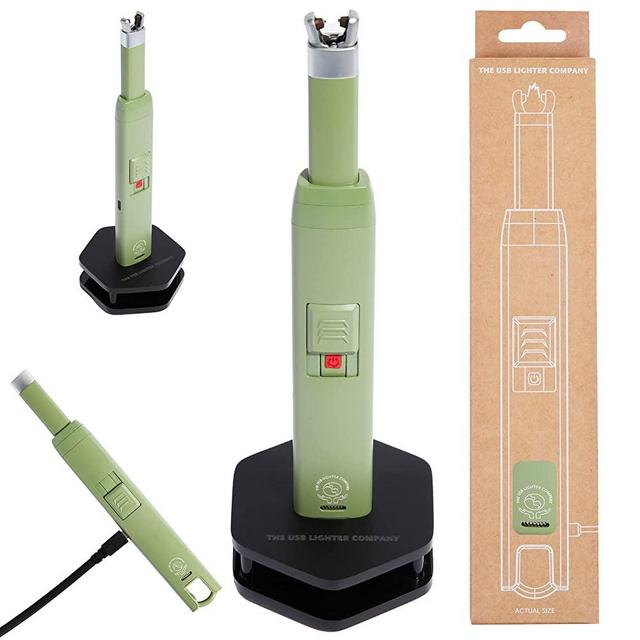 The USB Lighter Company Electric Candle Lighter - Rechargeable, Flameless, & Windproof Torch Stick for Candles, Grill, Fireplace, & Stove - Long Electronic Camping Device with Tesla Coil Arc